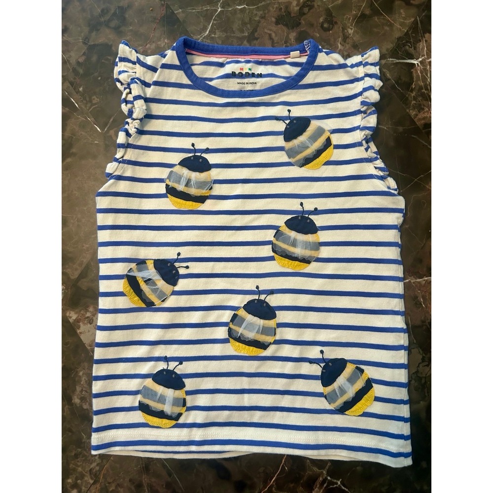 Mini Boden Kids Striped Bumble Bee Shirt Size 7-8